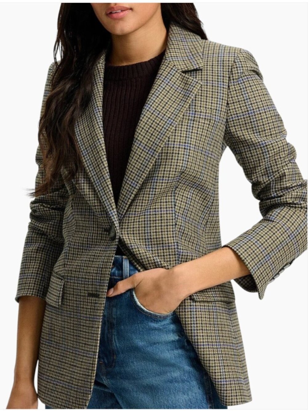 (NWT) Veronica Beard  Garrison Italian Wool Houndstooth Dickey Blazer - Size 0